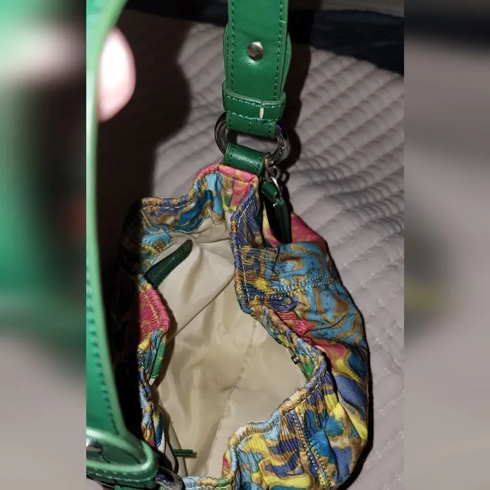 Nine West Boho Cloth Purse Leather Strap Handbag